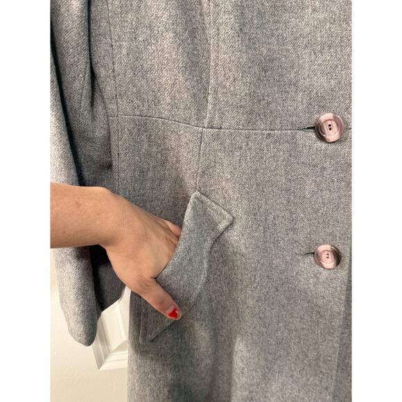 Debenhams Vintage 1970's Wool Lady Coat Sz 6 Button Front Long Jacket Gray EUC! - Picture 5 of 8